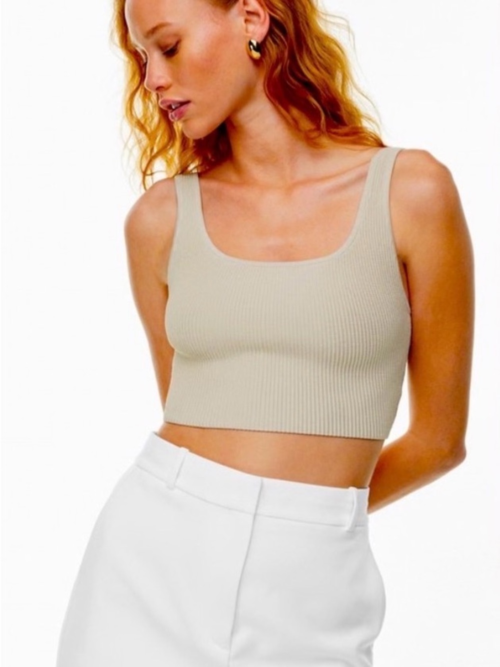Babaton Sculpt Knit Black Ribbed Crop Tank - Picture 3 of 3